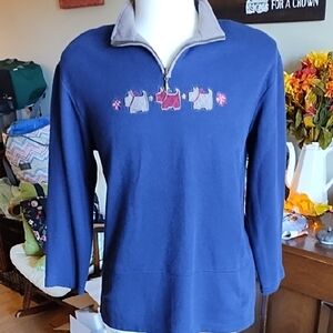 Teddi Petite pullover Scottie terrier appliqué side PL